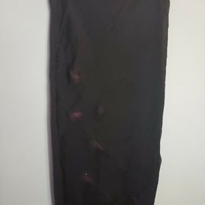 Laltramoda Black Merinos Wool/ Silk Floral Accent Pencil Skirt Small